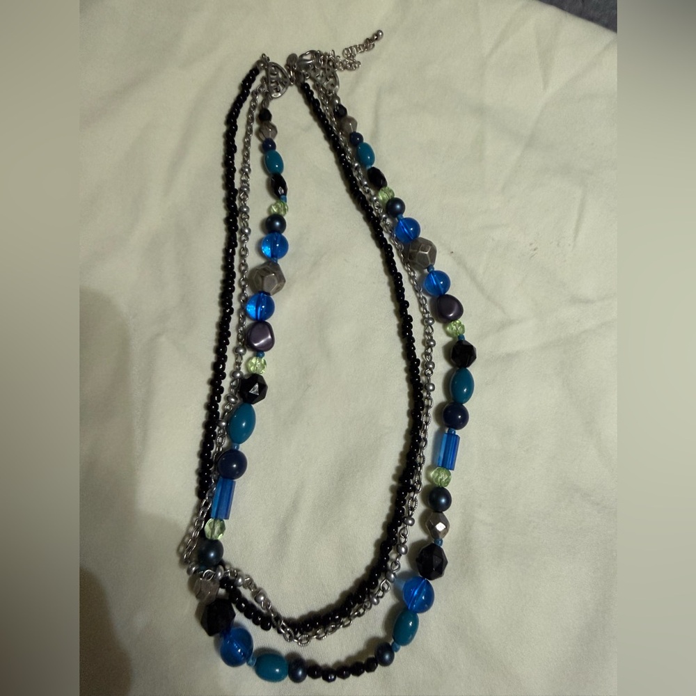 Premier Designs Elegant Navy Multicolor Beaded Necklace
